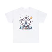 Ferris Wheel at the Amusement Park Unisex Heavy Cotton T-Shirt X-Large